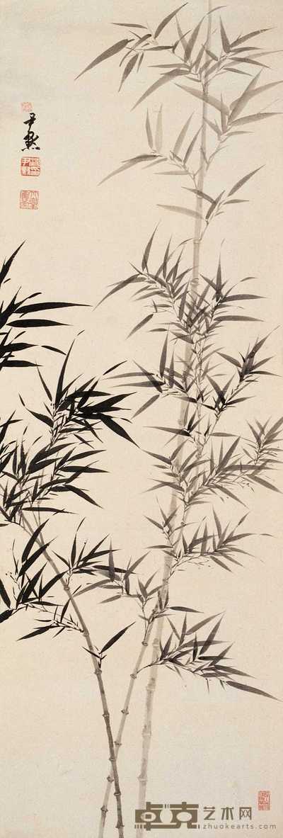 沈尹默 墨竹图 立轴 105×35cm